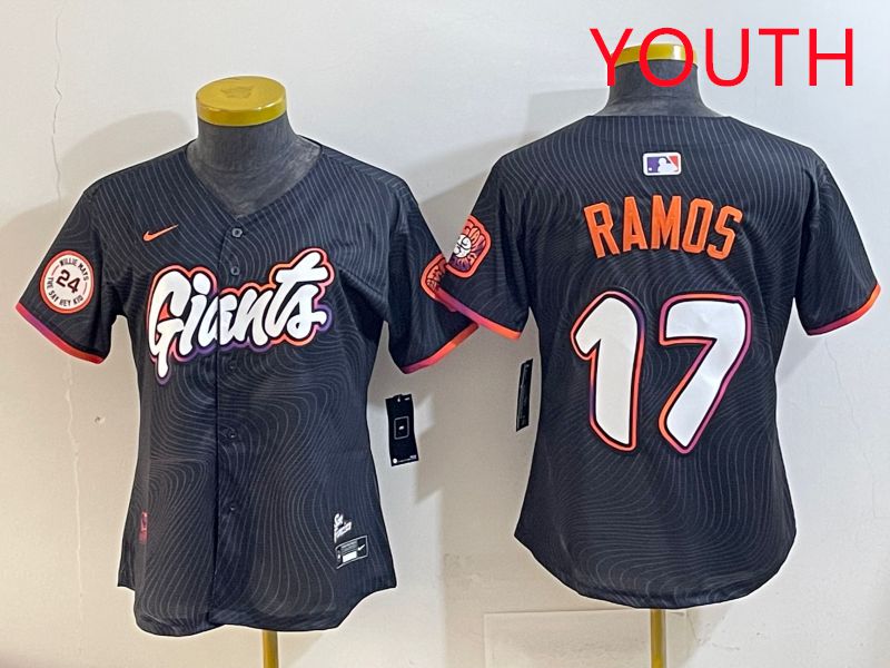Youth San Francisco Giants #17 Ramos Black Joint Name 2025 Nike MLB Jersey style 9